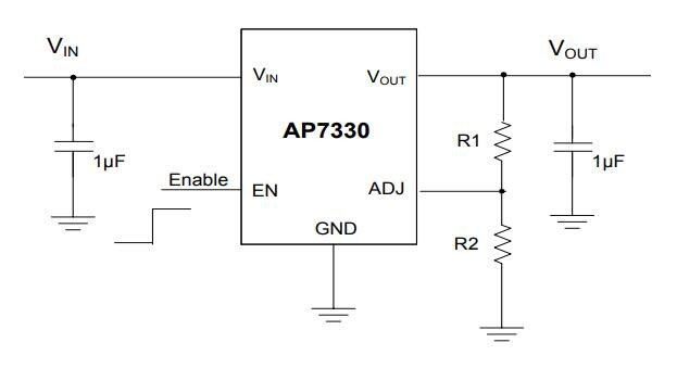 Application Circuit Diagram - Diodes Incorporated AP7330 LDO Regulators